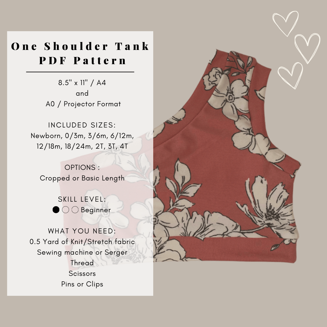 One Shoulder Tank Newborn-4T PDF Pattern