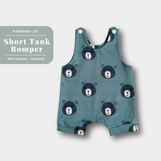 Short Tank Romper NB-4T PDF Pattern